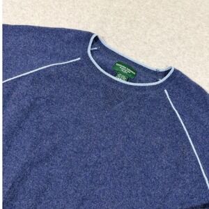 Hammacher Schlemmer Mens Blue 100% Cashmere Crewneck Sweater XXL